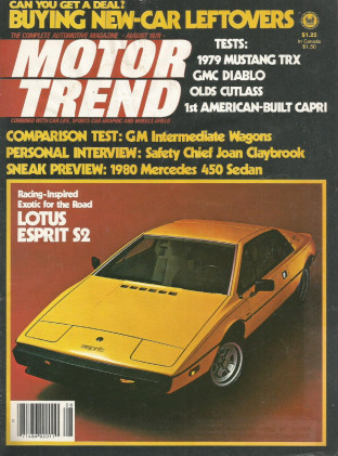 MOTOR TREND 1978 AUG - LOTUS CARS, '58 300D, MUSTANG